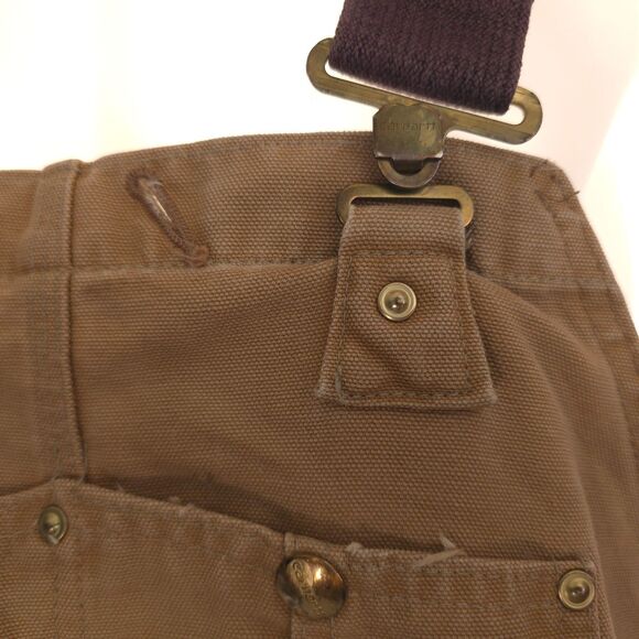 VTG Carhartt Mens 54x30 ? No Size Tag Brown Duck Canvas Bib Overall Double Knee - Picture 6 of 16